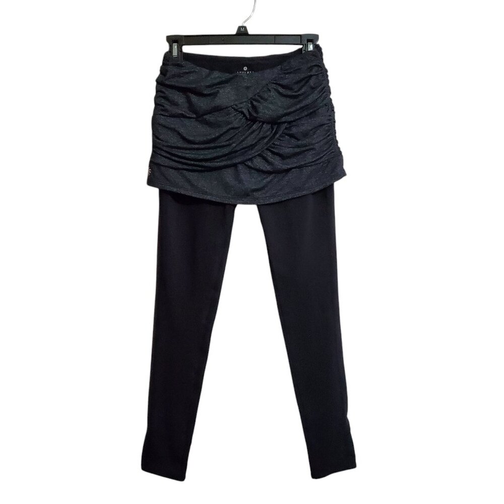 Athleta Women’s Athletic Black Leggings with Attached Ruched Skirt Size Small